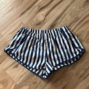 J. Crew Women's Navy and White Striped Athletic Shorts